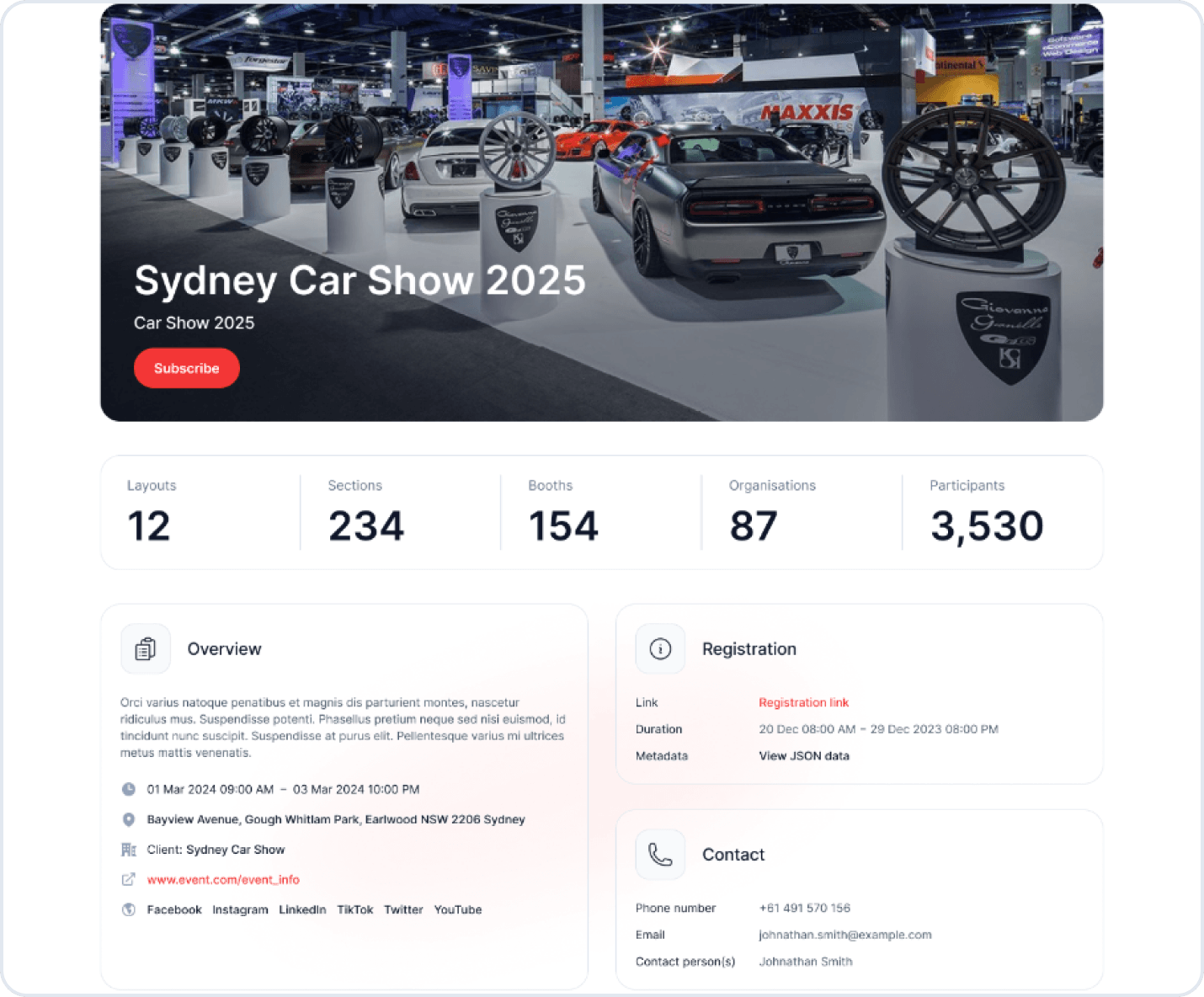 example event dashboard