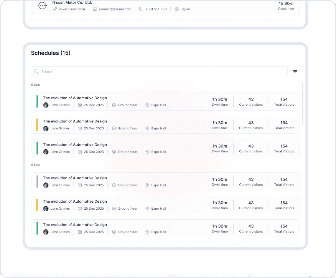 example schedules dashboard